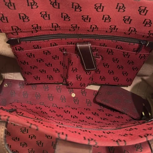 Dooney & Bourke Red Monogram Canvas Tote Bag - Picture 11 of 14